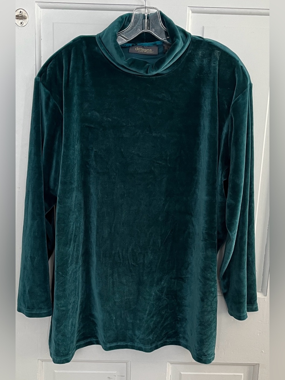 Lane  Bryant Teal Velour Top Long Sleeves Turtleneck Pullover Relaxed Oversized